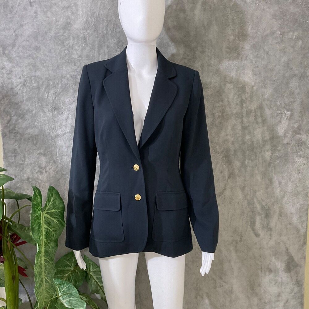 BLOOMINGDALES Blazer Jacket women’s size 4 Career Office Preppy gold buttons